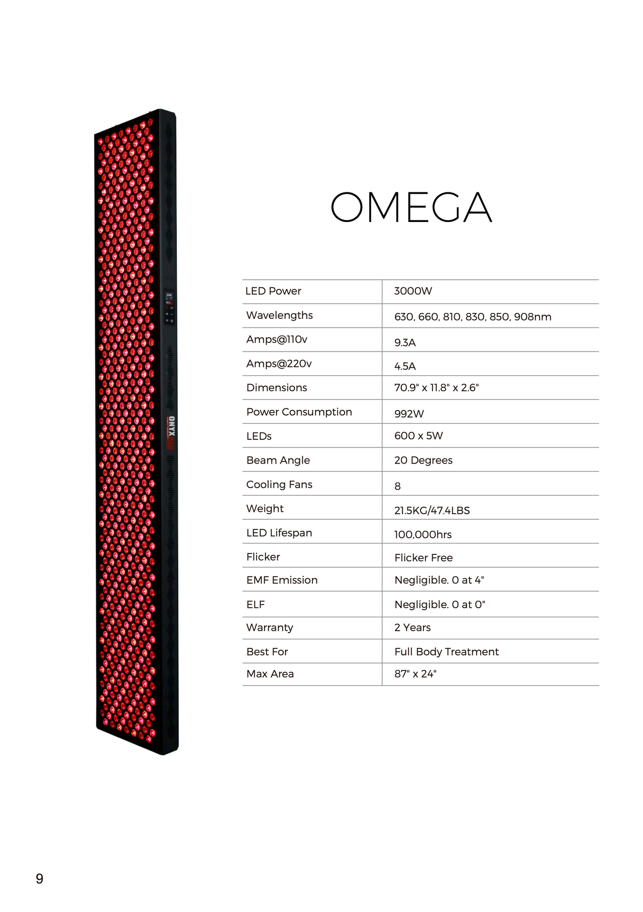 Omega Spec Sheet 
