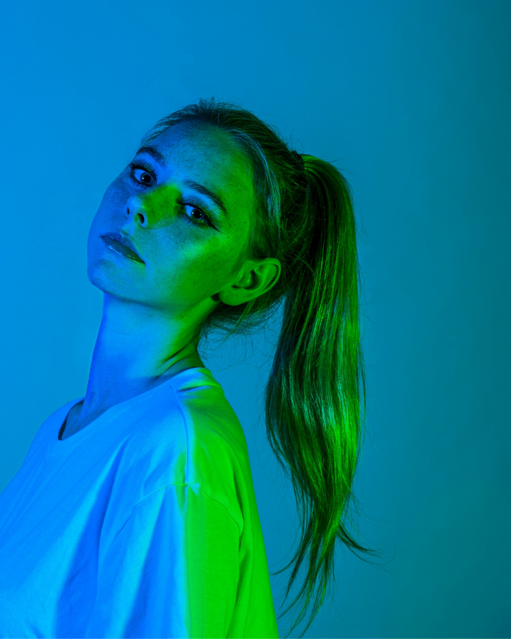 Person lit by ONYX light therapy